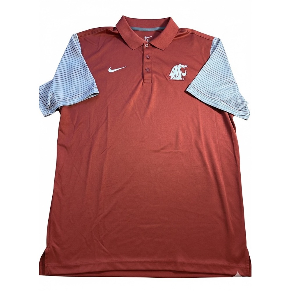 Nike Dri-Fit Golf Polo Shirt Mens XL Washington State Cougars Red White